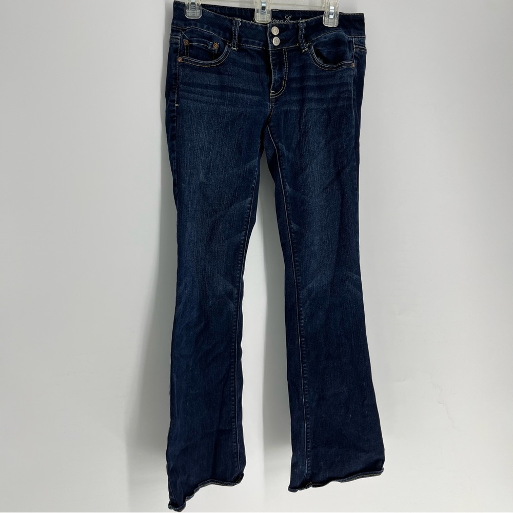 American Eagle Outfitters Womens Jeans Wide Leg Dark Blue Size 8  Denim Bottoms